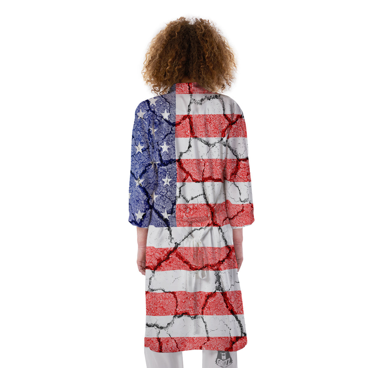 Cracked Flag American Print Kimono-grizzshop