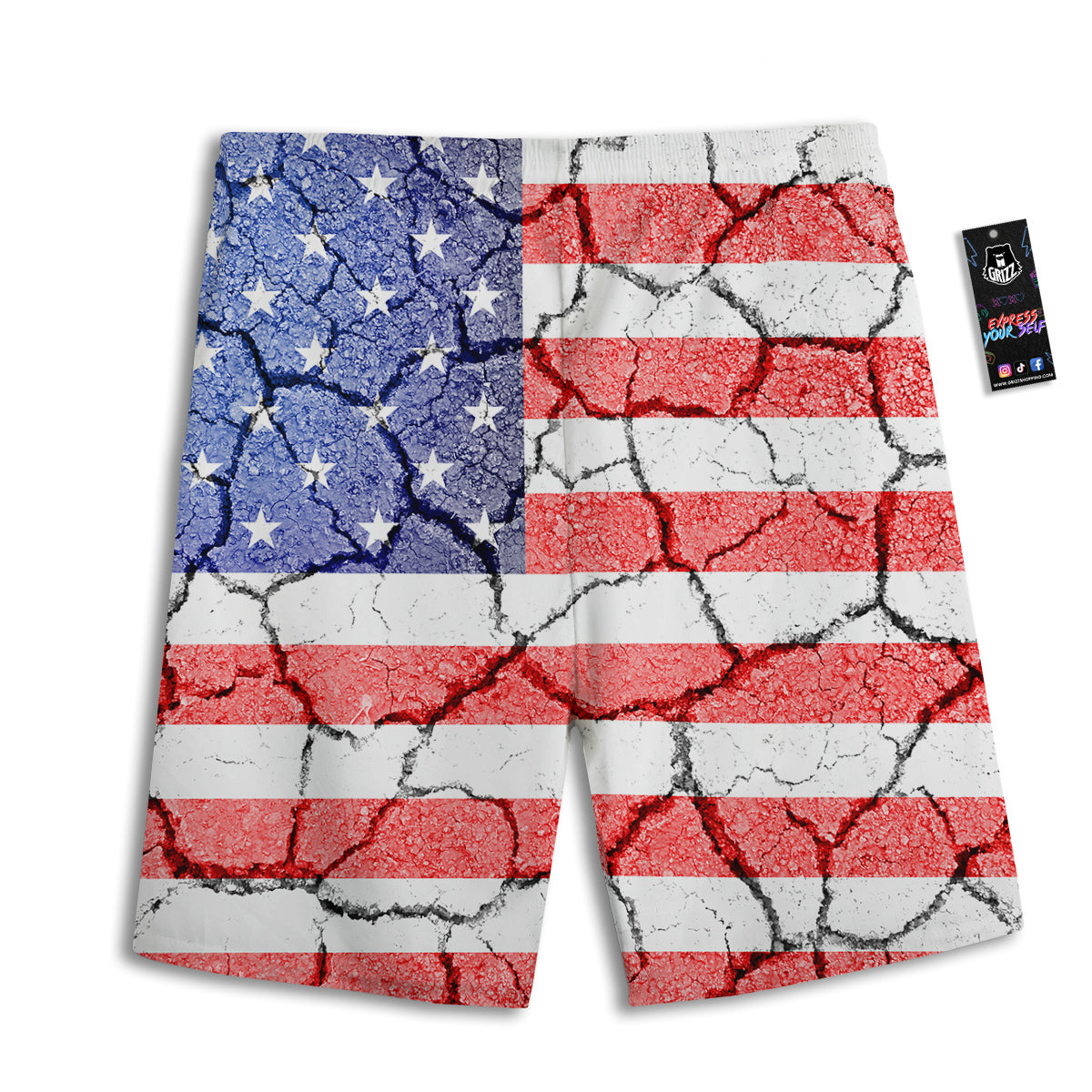 Cracked Flag American Print Men's Athletic Shorts
