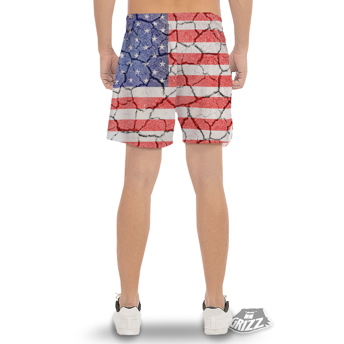 Cracked Flag American Print Men's Gym Shorts-grizzshop