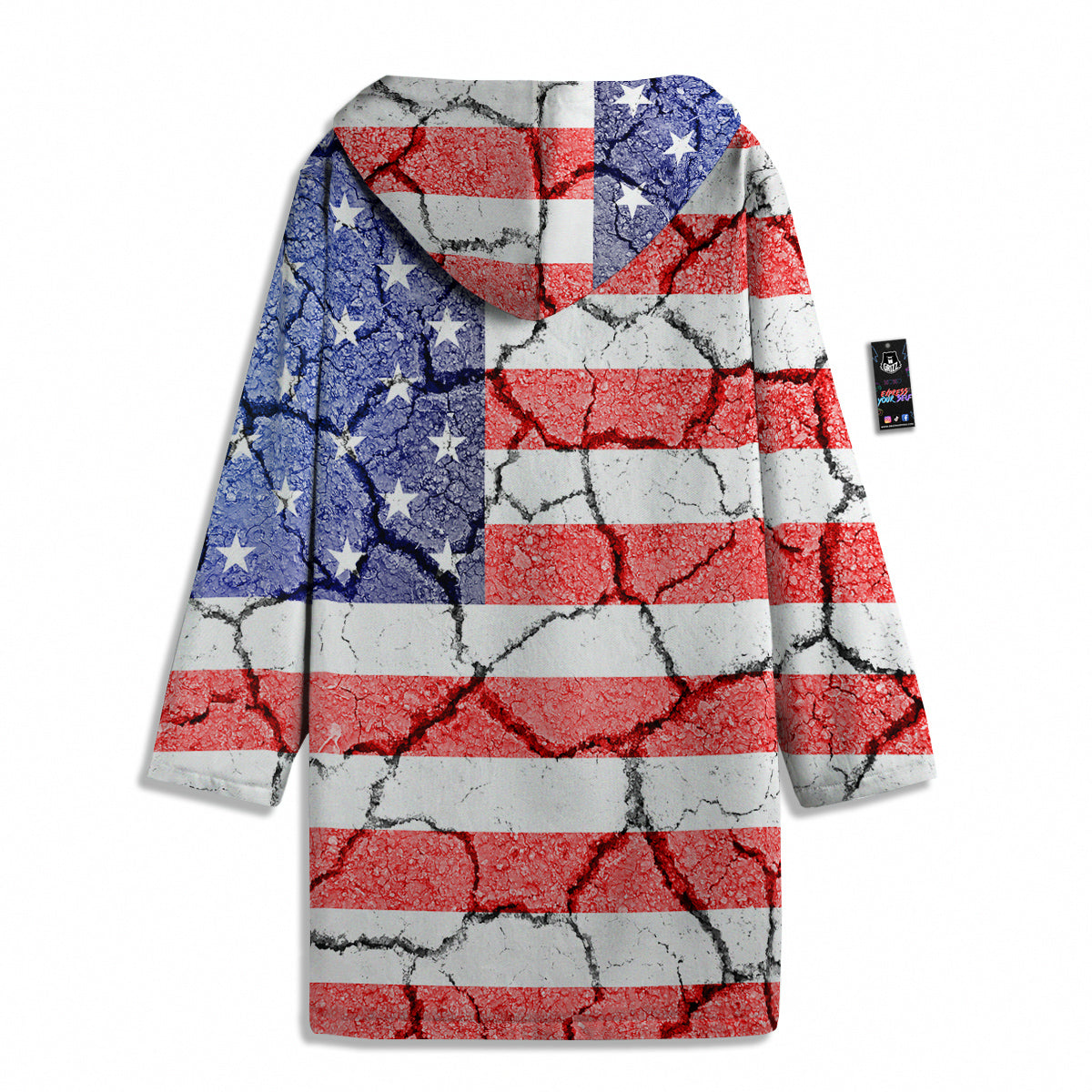 Cracked Flag American Print Men's Windbreaker Jacket-grizzshop