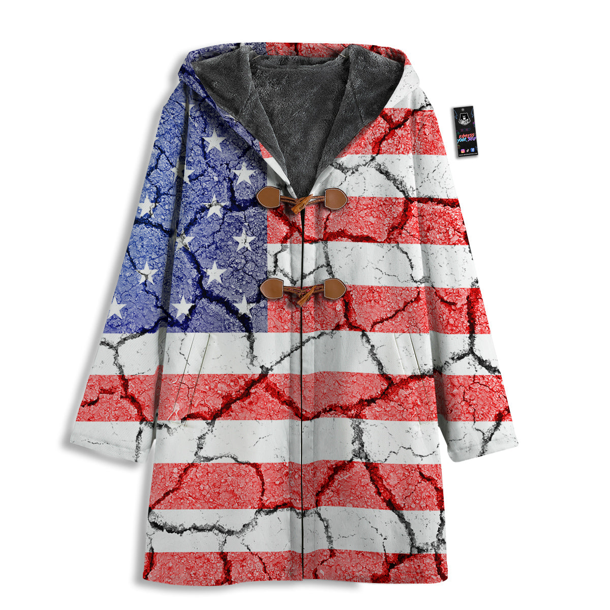 Cracked Flag American Print Men's Windbreaker Jacket-grizzshop