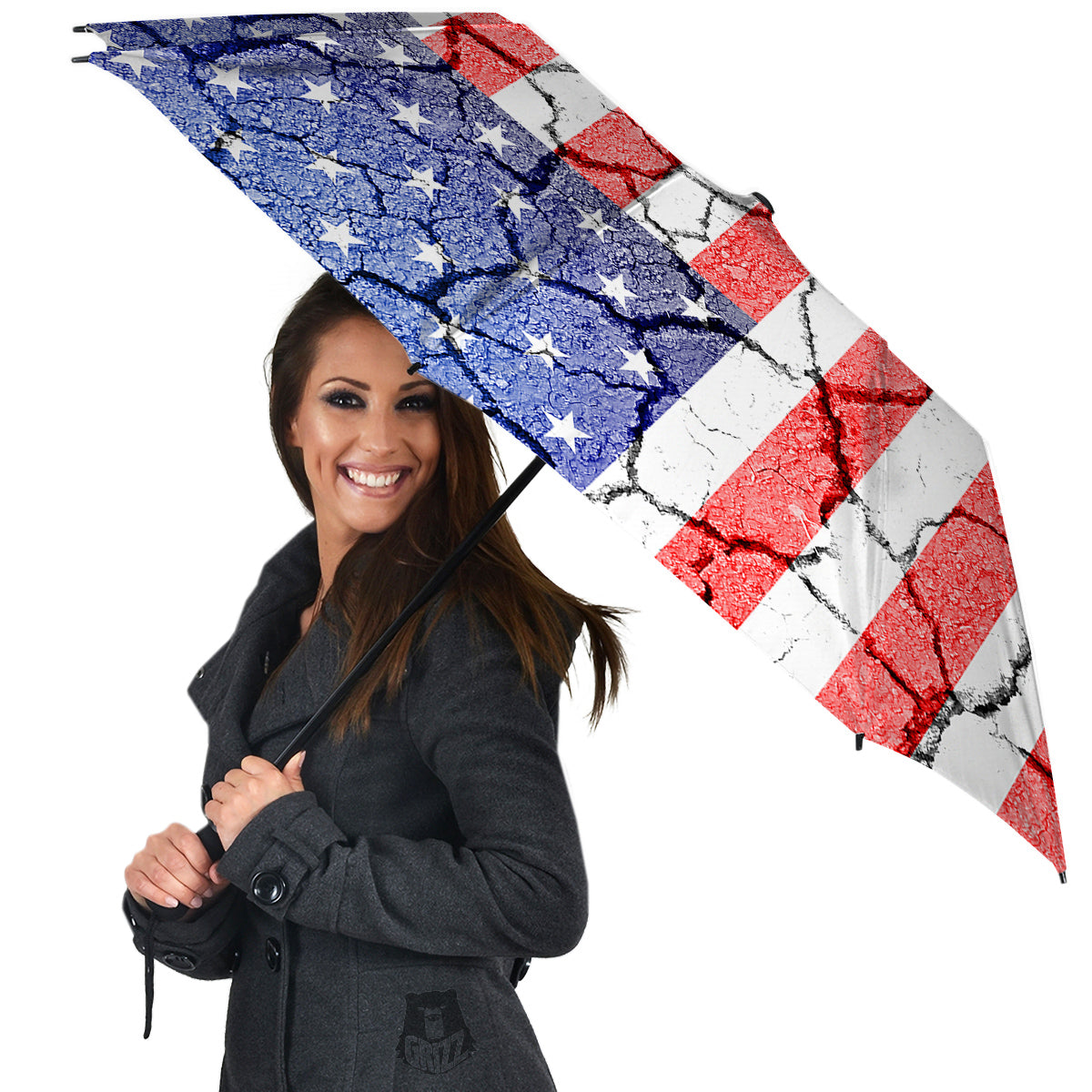 Cracked Flag American Print Umbrella-grizzshop