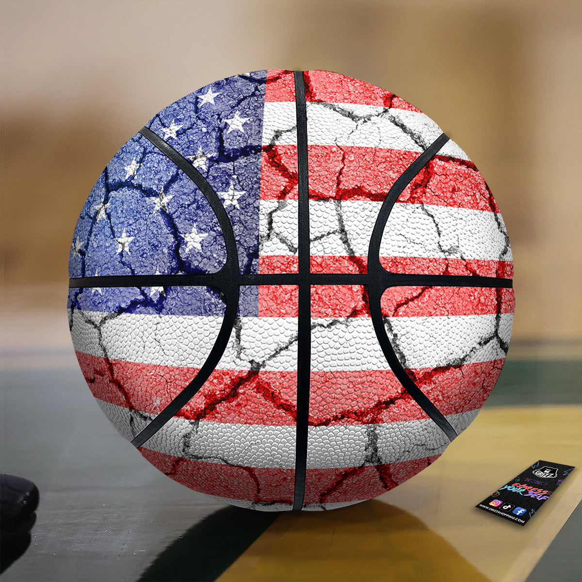 Cracked Flag American Print Basketball