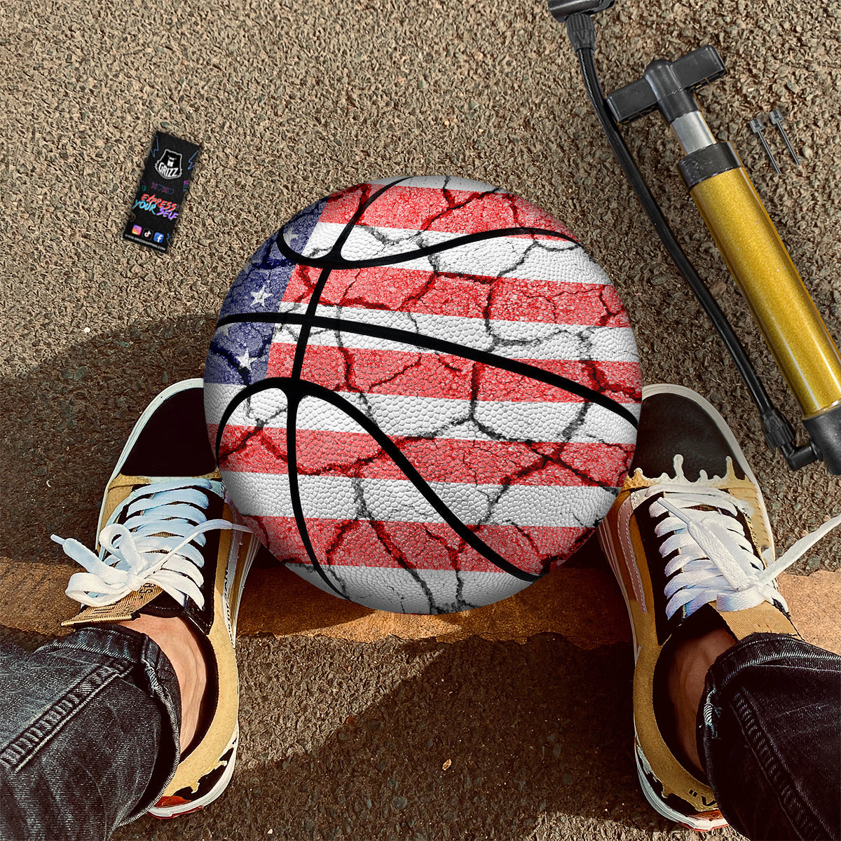 Cracked Flag American Print Basketball