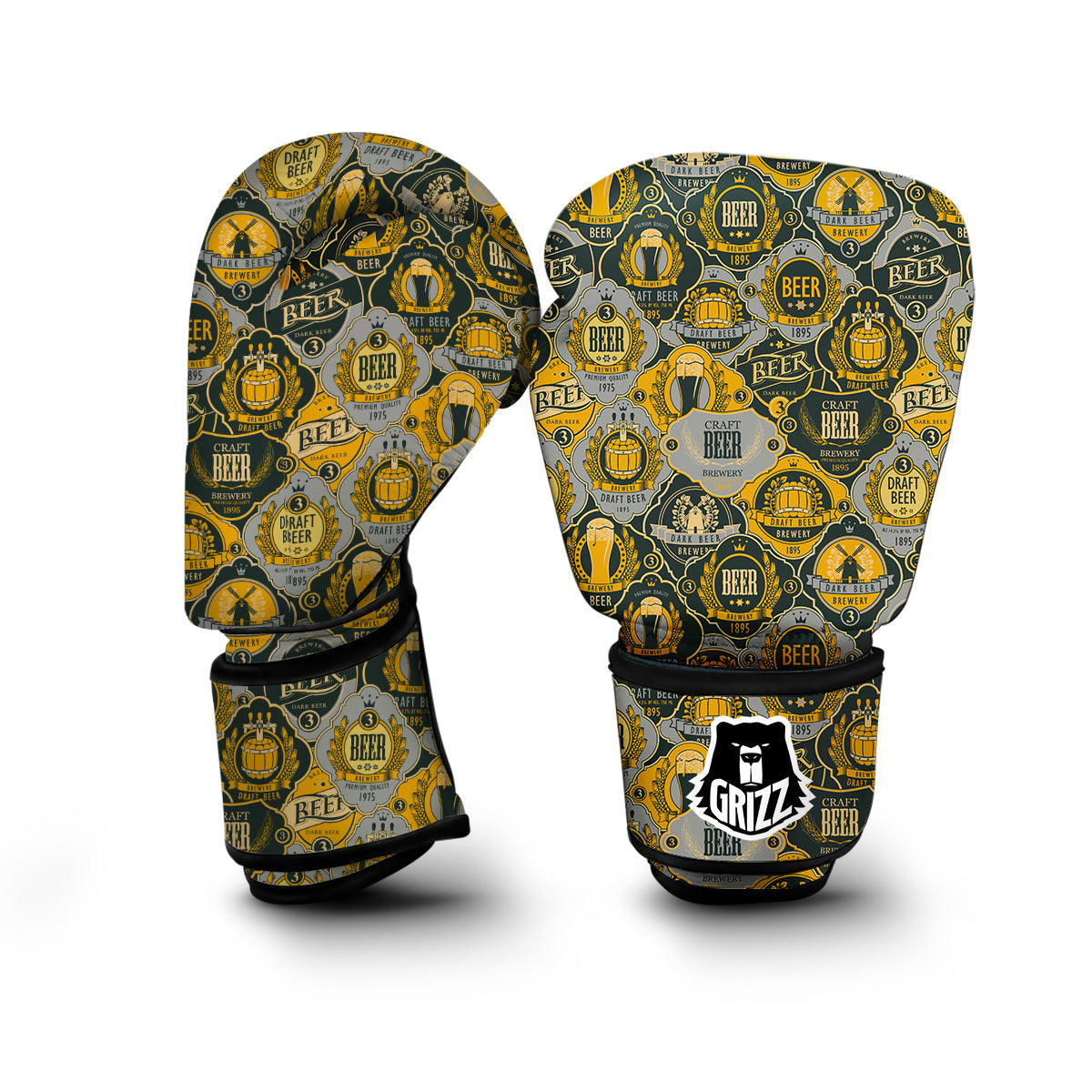 Craft Beer Pattern Print Boxing Gloves-grizzshop