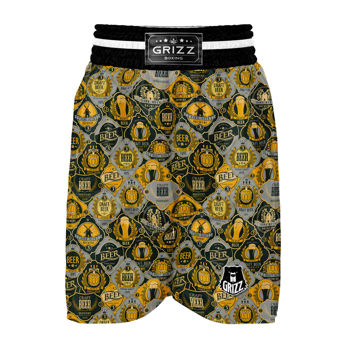 Craft Beer Pattern Print Boxing Shorts-grizzshop