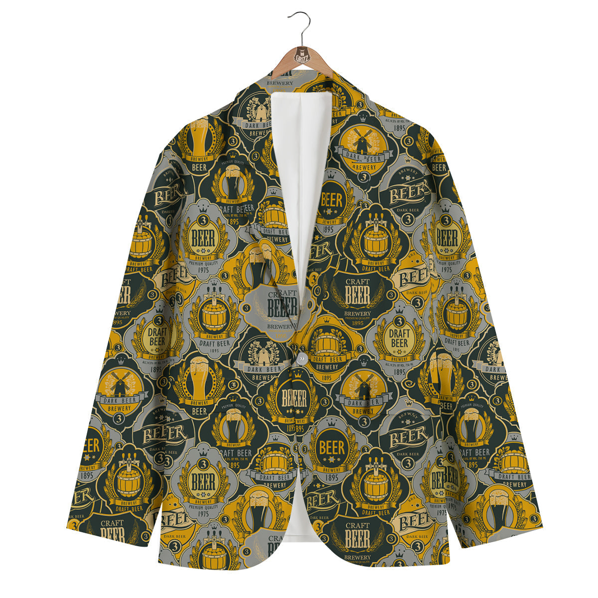Craft Beer Pattern Print Men's Blazer-grizzshop