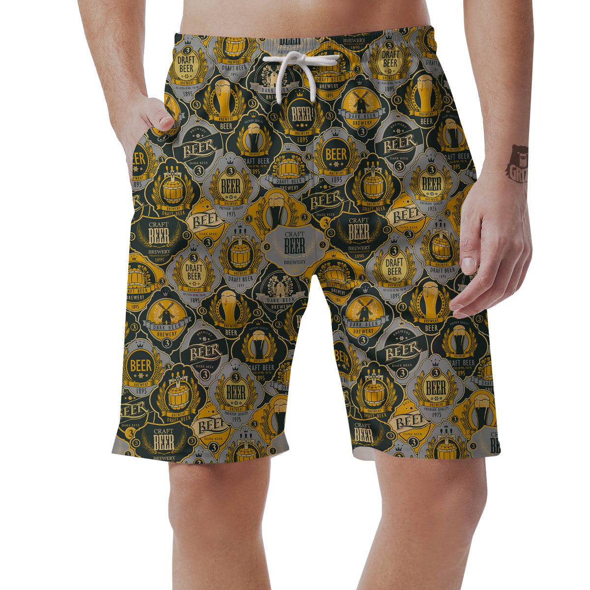 Craft Beer Pattern Print Men's Shorts-grizzshop