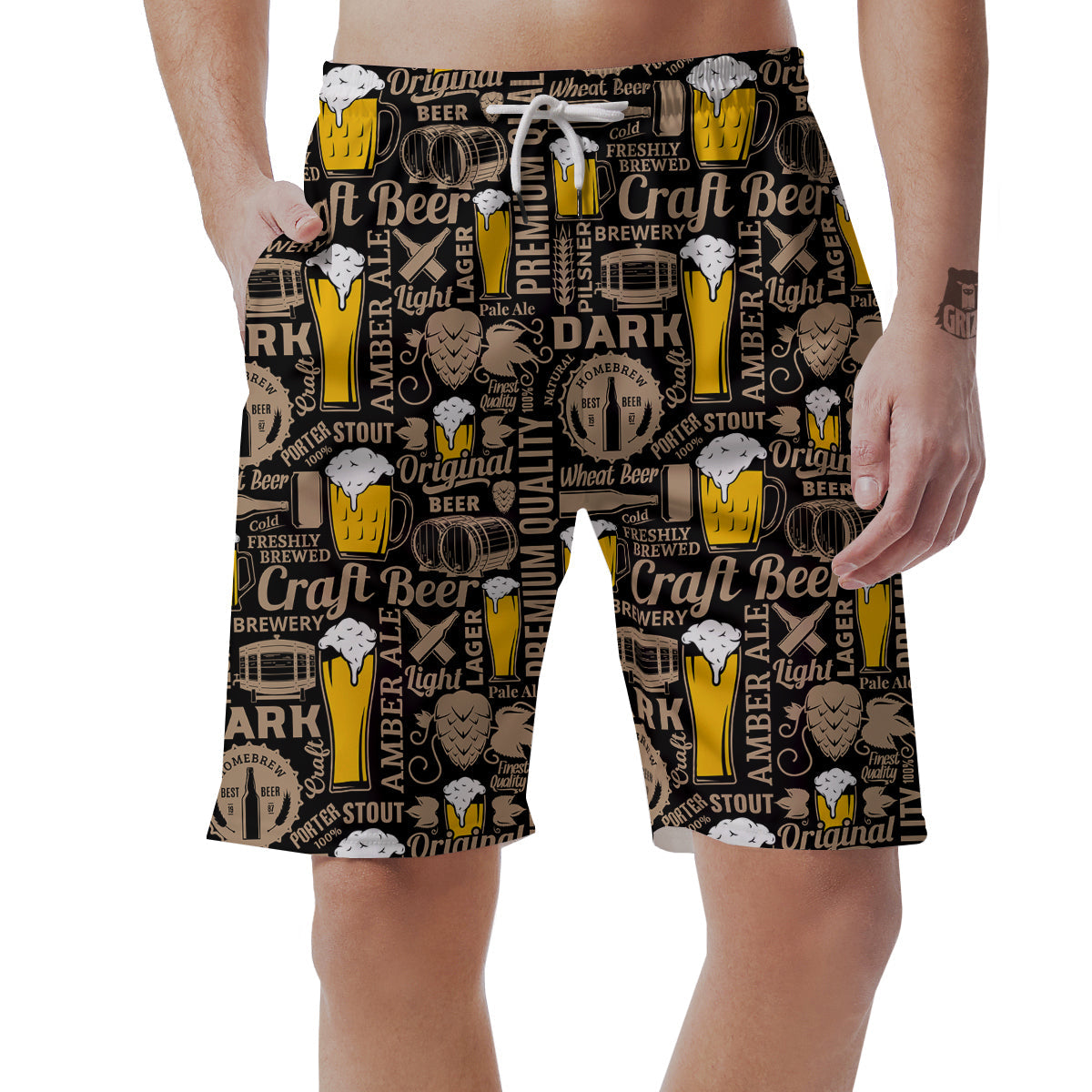 Craft Beer Print Pattern Men's Shorts-grizzshop