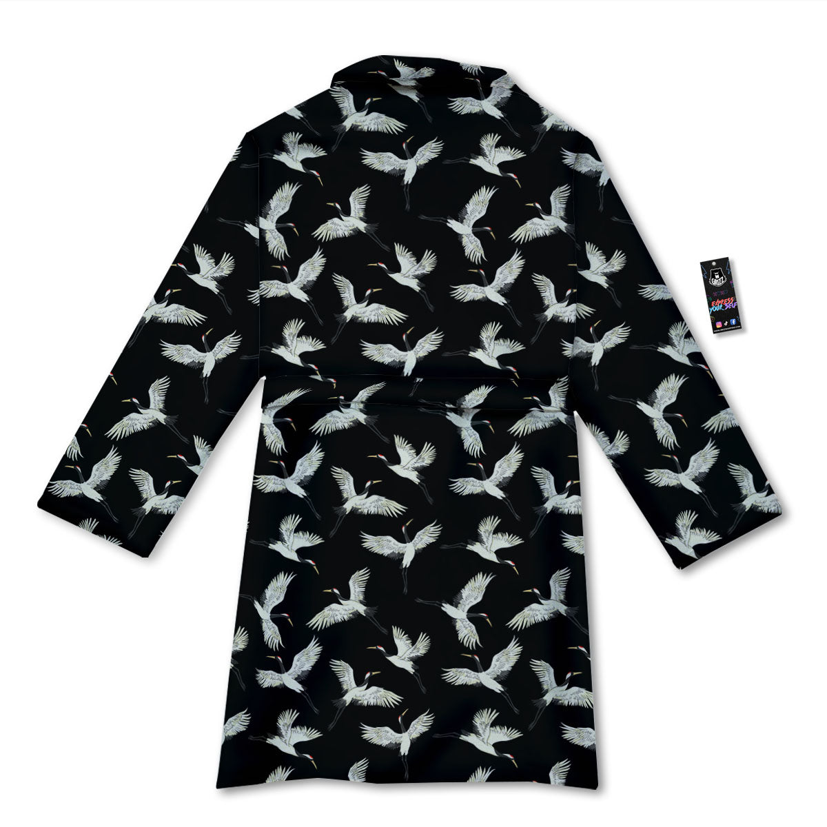 Crane Bird Flying Print Pattern Bathrobe-grizzshop