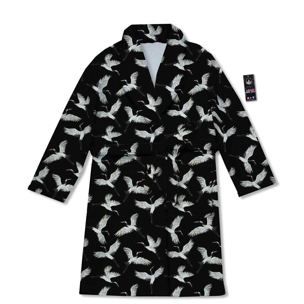 Crane Bird Flying Print Pattern Bathrobe-grizzshop