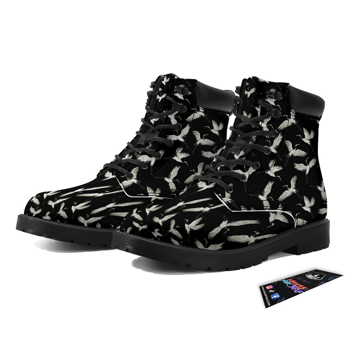 Crane Bird Flying Print Pattern Boots-grizzshop