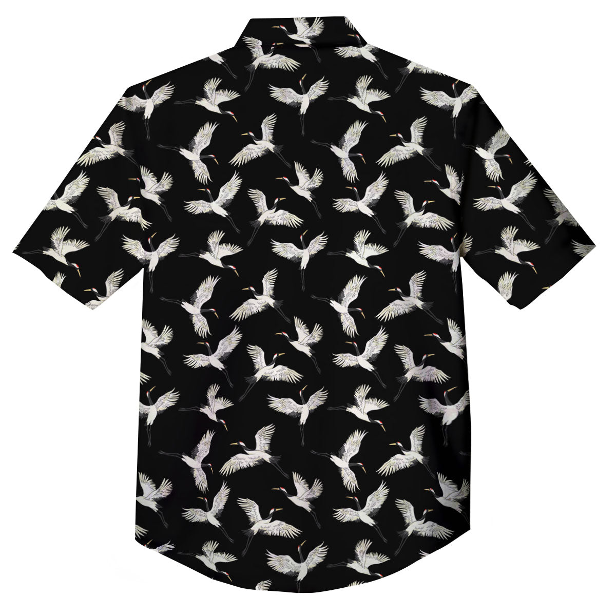 Crane Bird Flying Print Pattern Button Up Shirt-grizzshop