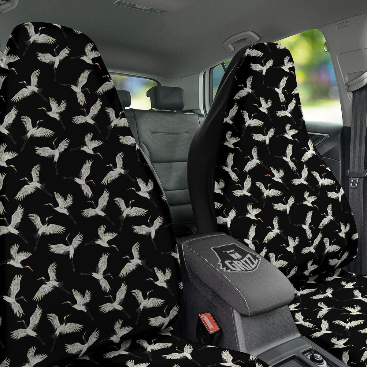 Crane Bird Flying Print Pattern Car Seat Covers-grizzshop