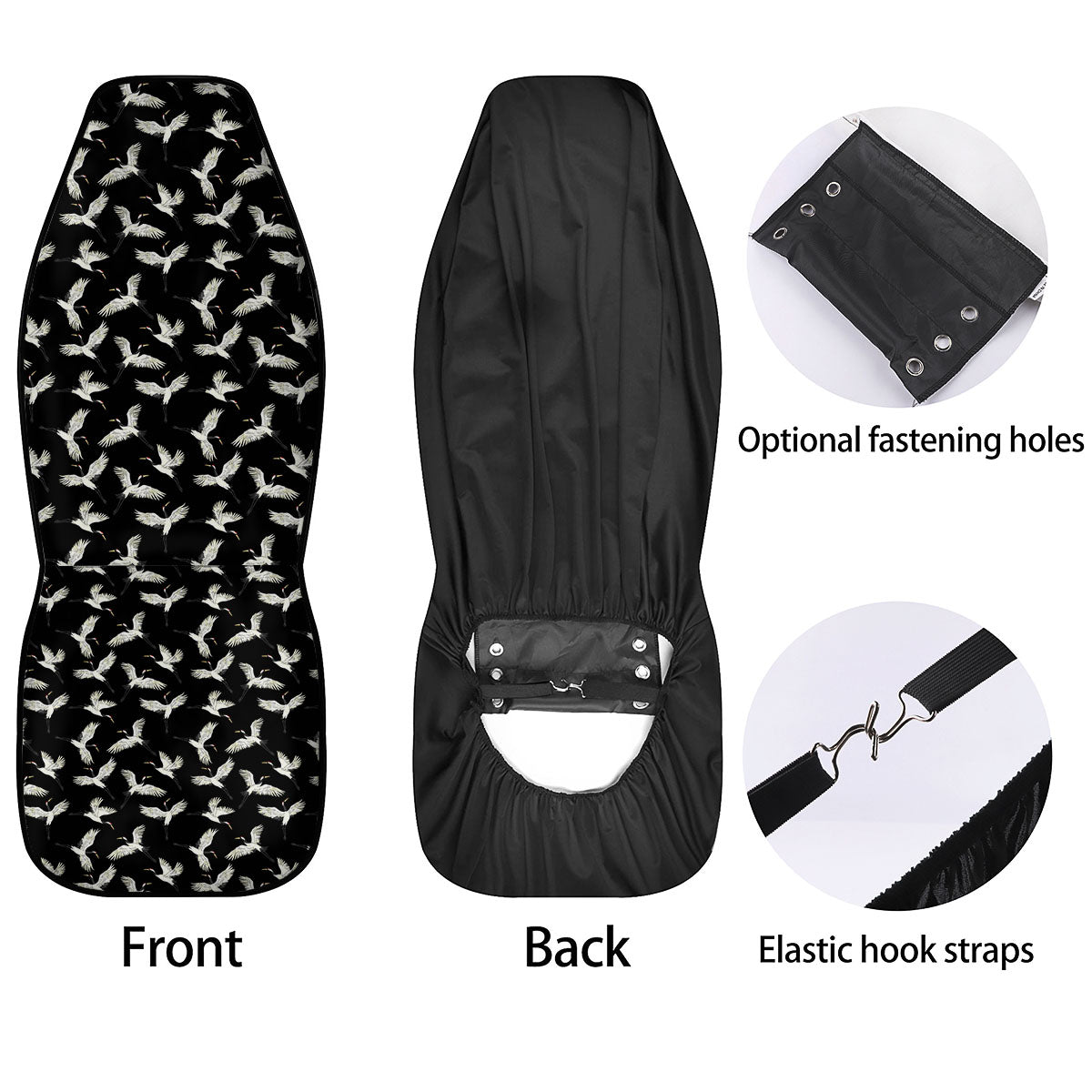 Crane Bird Flying Print Pattern Car Seat Covers-grizzshop