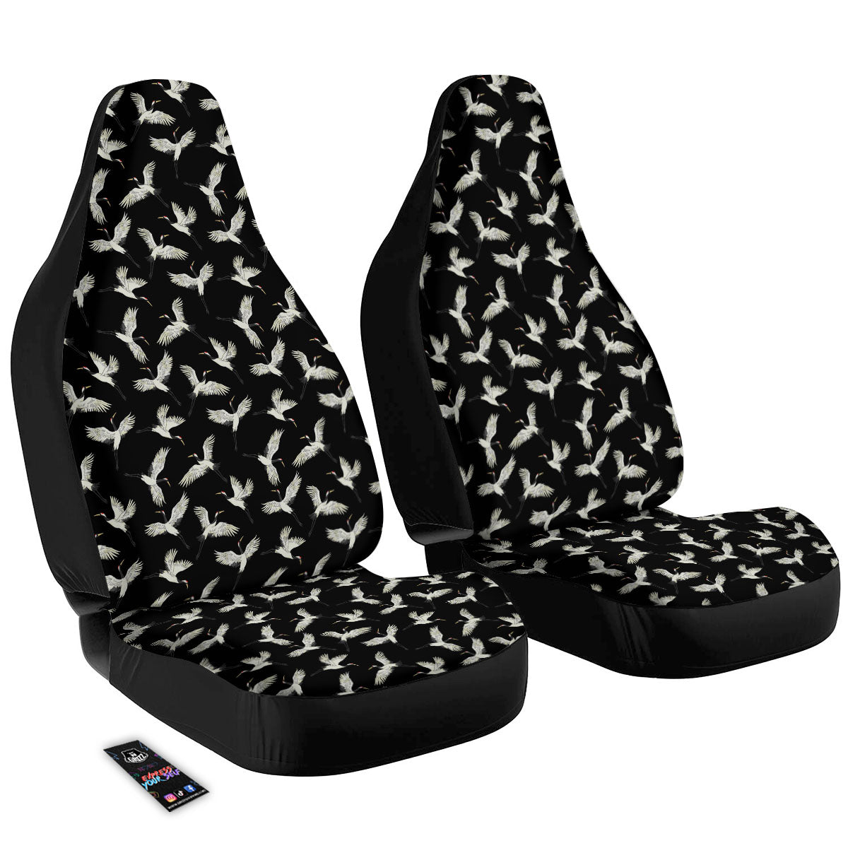 Crane Bird Flying Print Pattern Car Seat Covers-grizzshop