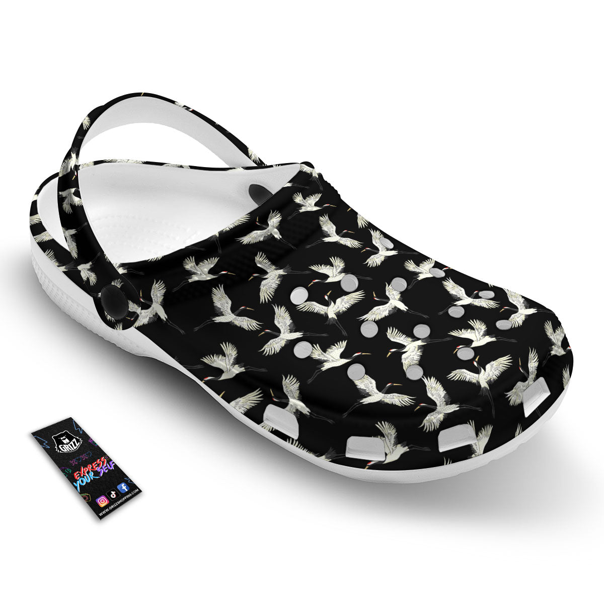 Crane Bird Flying Print Pattern Clog-grizzshop