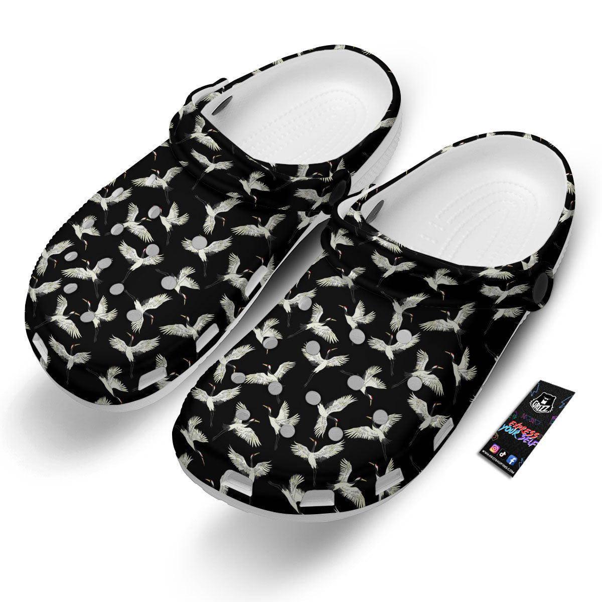 Crane Bird Flying Print Pattern Clog-grizzshop