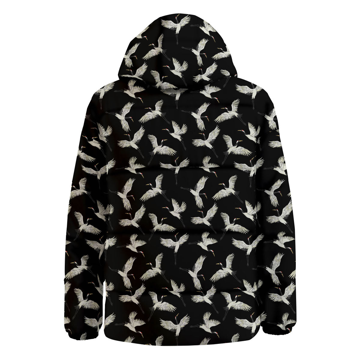Crane Bird Flying Print Pattern Down Jacket-grizzshop