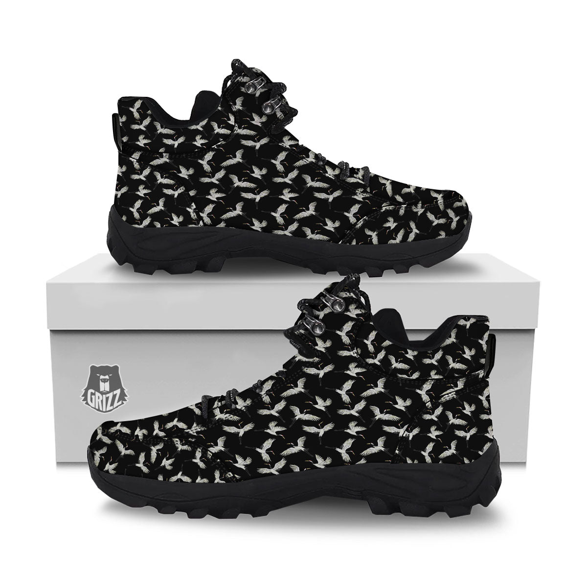 Crane Bird Flying Print Pattern Hiking Shoes-grizzshop