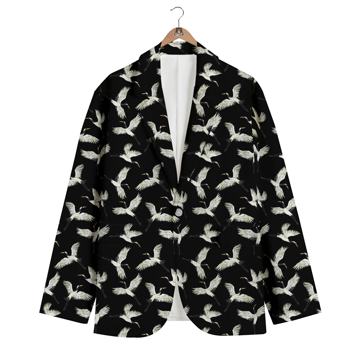 Crane Bird Flying Print Pattern Men's Blazer-grizzshop
