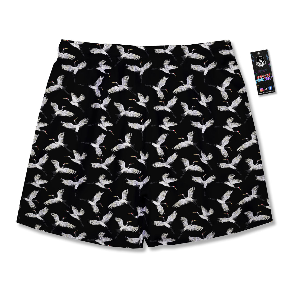 Crane Bird Flying Print Pattern Men's Running Shorts-grizzshop