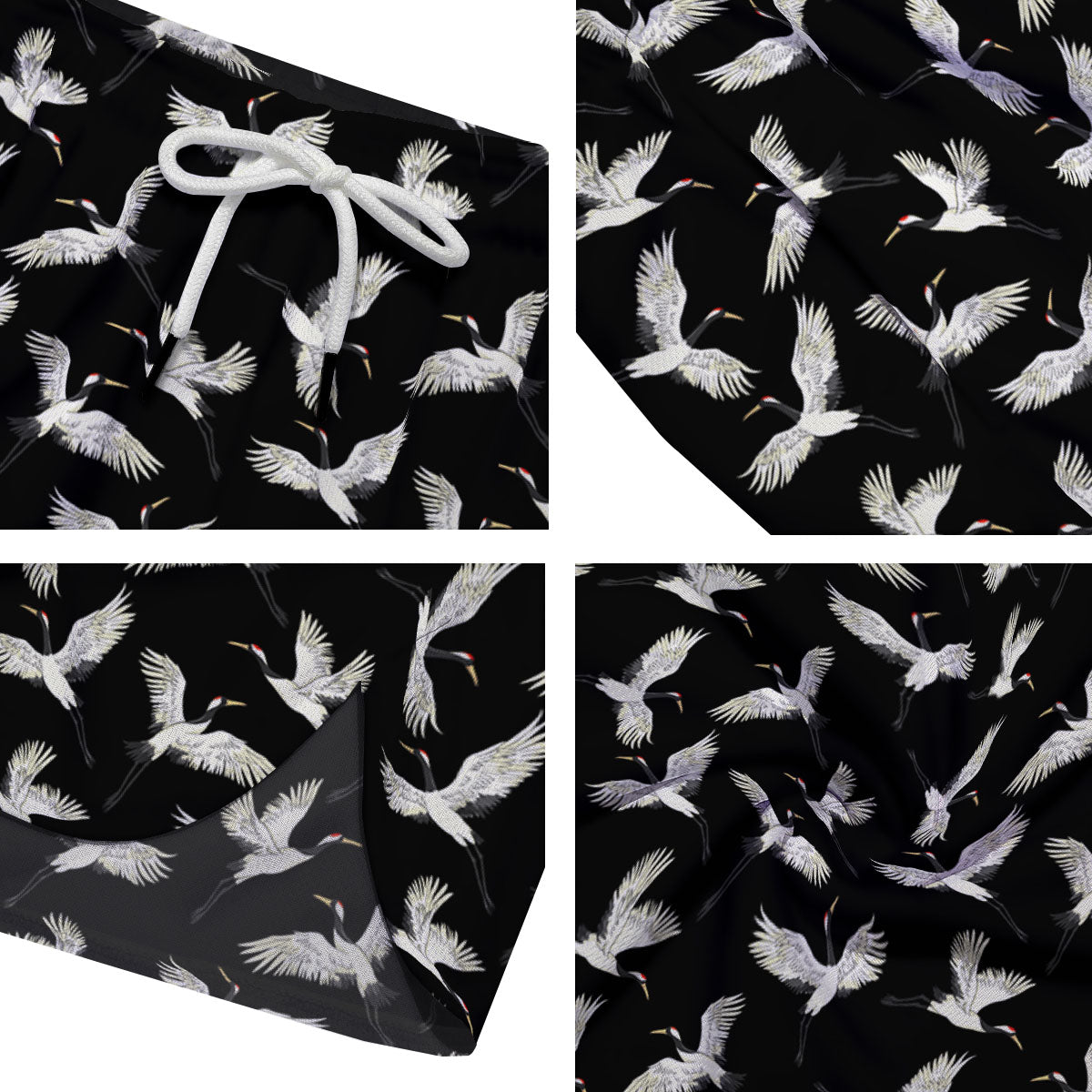 Crane Bird Flying Print Pattern Men's Running Shorts-grizzshop
