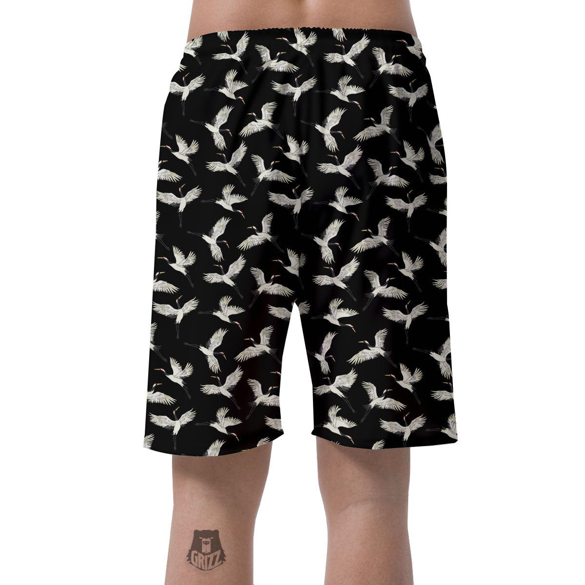 Crane Bird Flying Print Pattern Men's Shorts-grizzshop