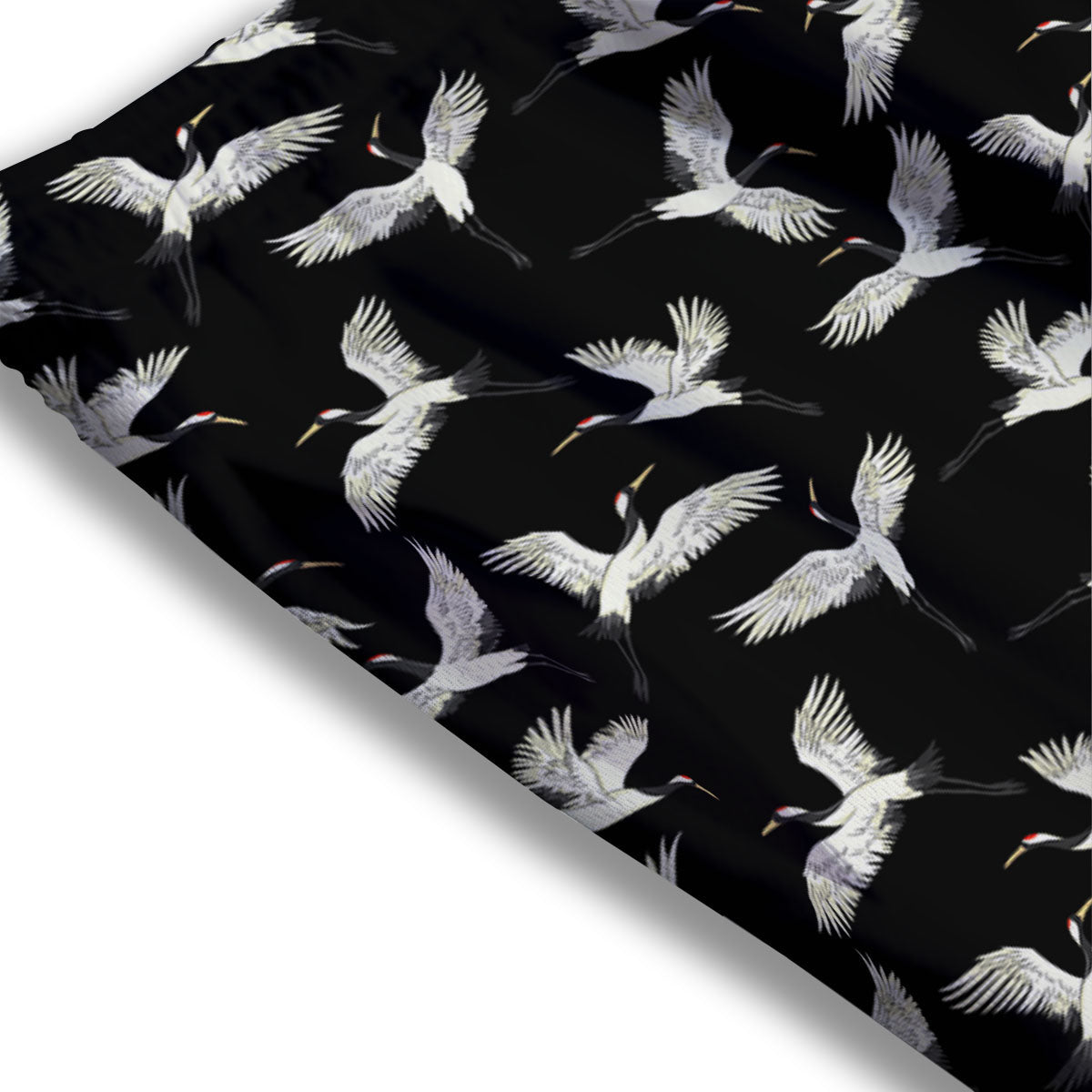 Crane Bird Flying Print Pattern Mesh Shorts