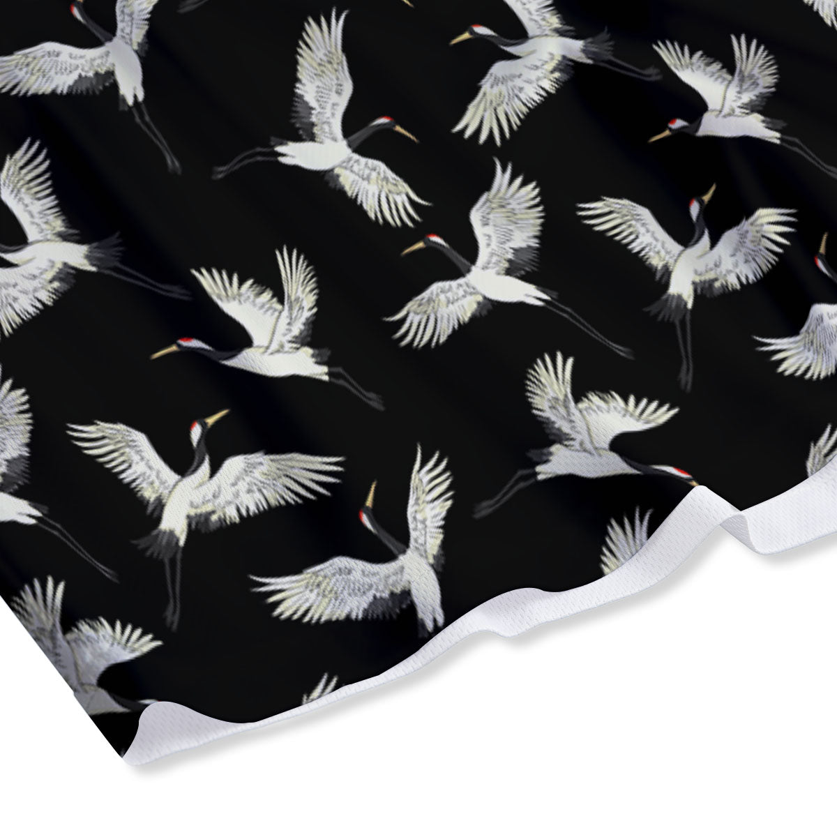 Crane Bird Flying Print Pattern Mesh Shorts