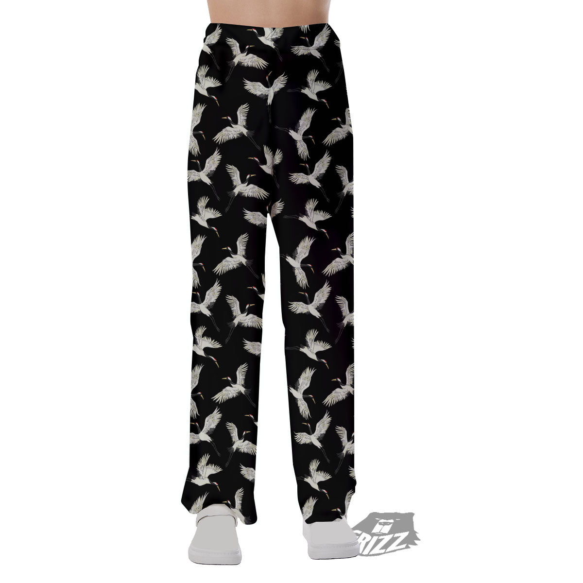 Crane Bird Flying Print Pattern Pajama Pants-grizzshop