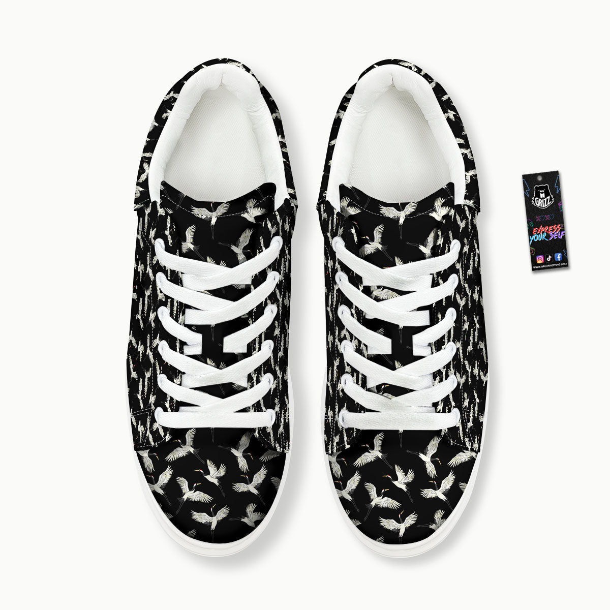Crane Bird Flying Print Pattern Platform Shoes-grizzshop