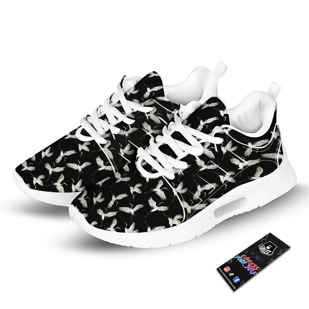 Crane Bird Flying Print Pattern Tennis Shoes-grizzshop