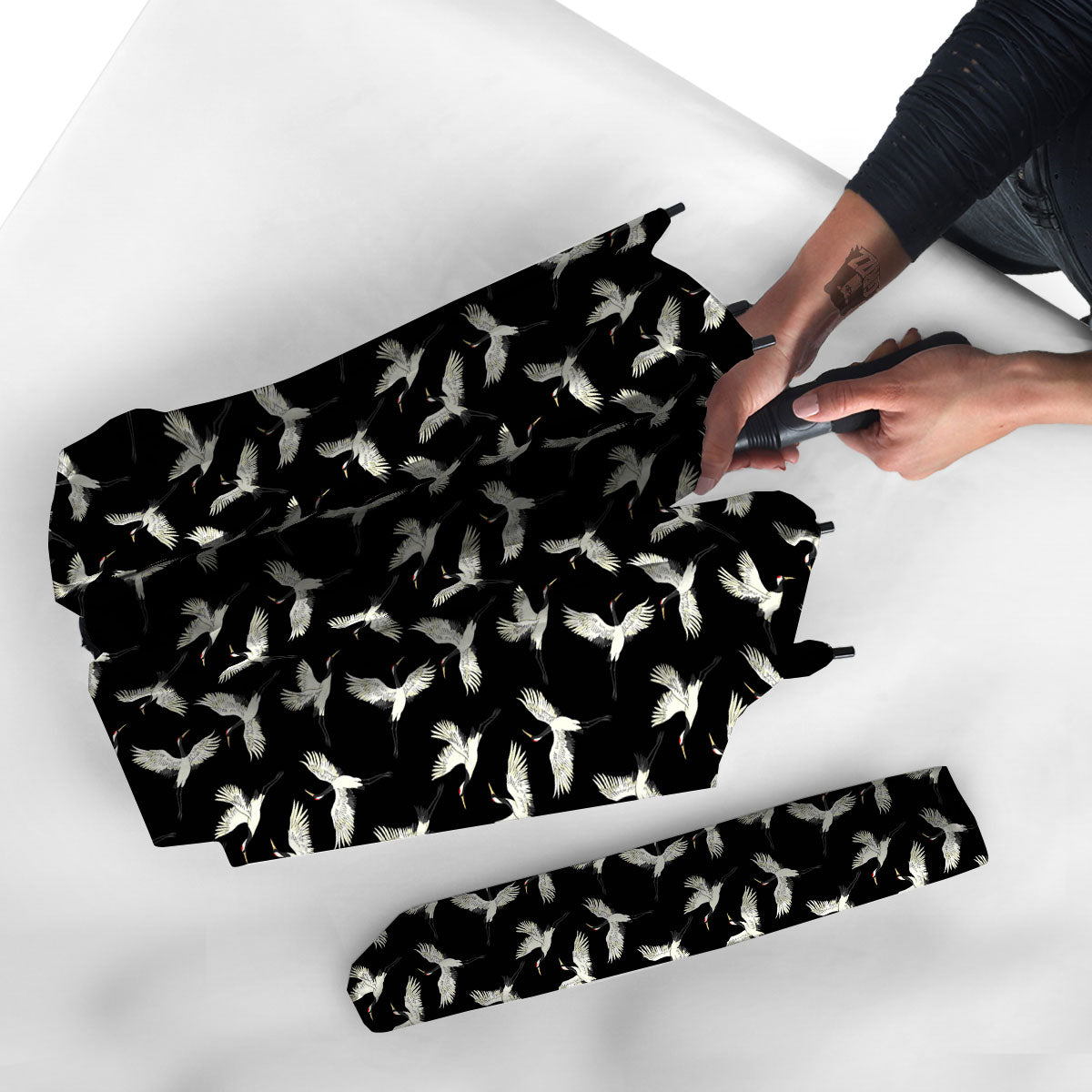 Crane Bird Flying Print Pattern Umbrella-grizzshop