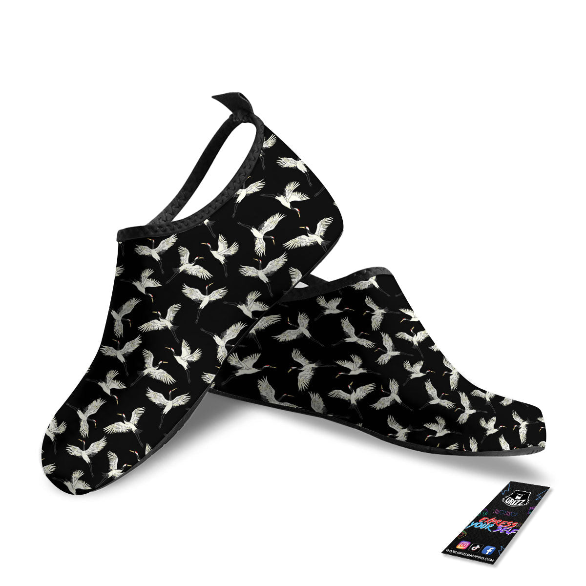 Crane Bird Flying Print Pattern Water Shoes-grizzshop