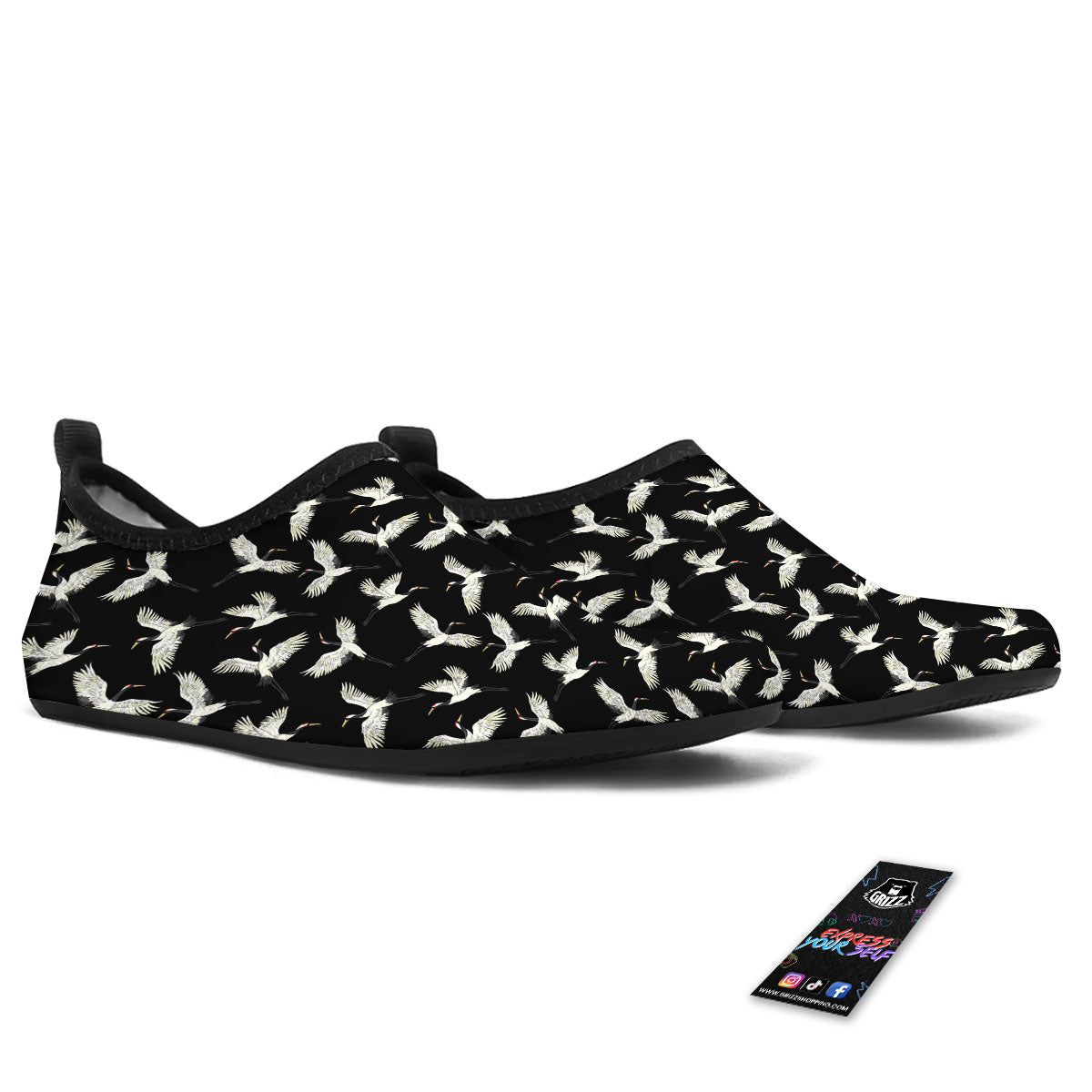 Crane Bird Flying Print Pattern Water Shoes-grizzshop