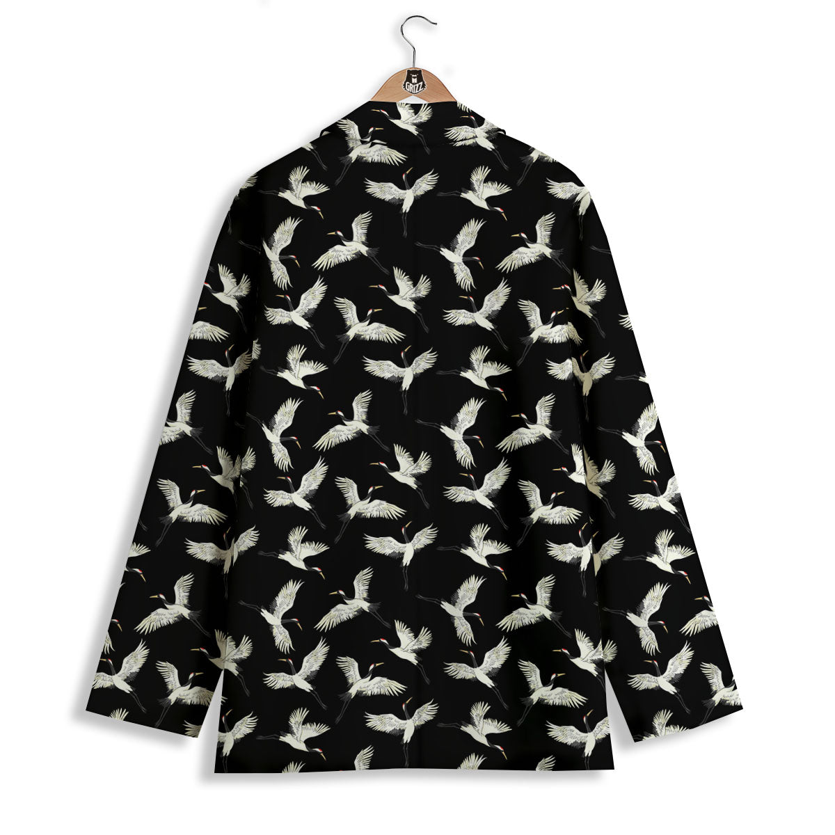Crane Bird Flying Print Pattern Women's Blazer-grizzshop