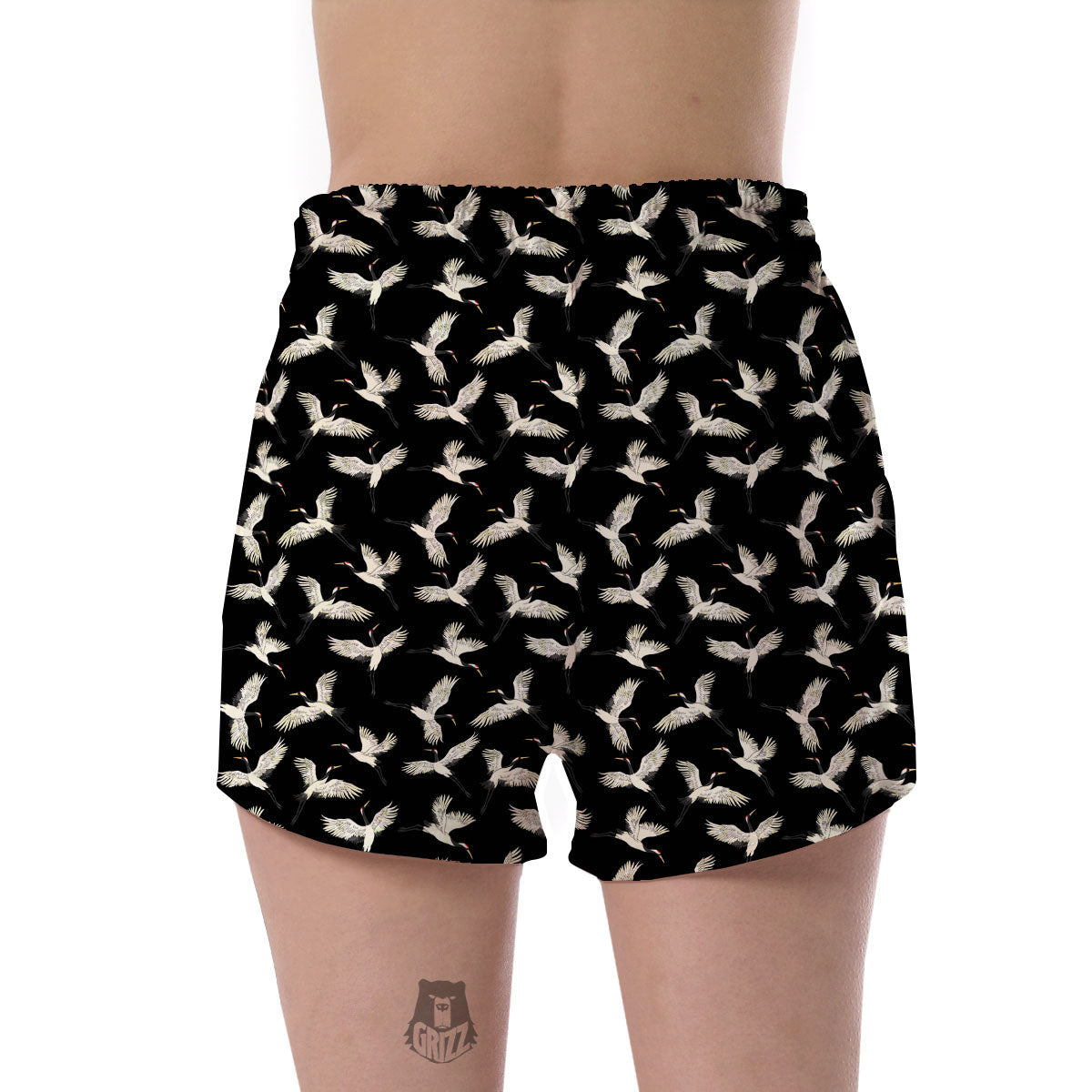 Crane Bird Flying Print Pattern Women's Shorts-grizzshop