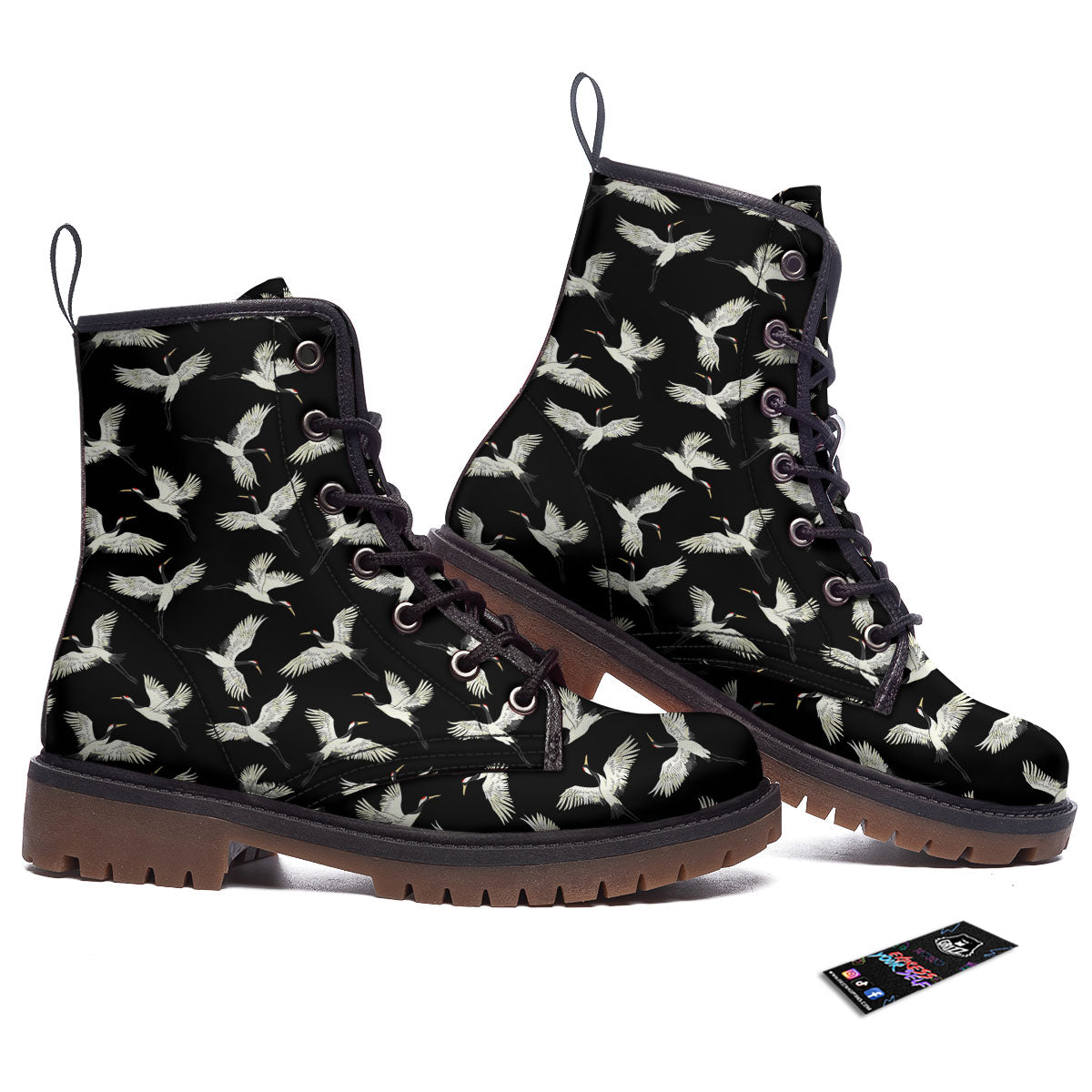 Crane Bird Flying Print Pattern Work Boots-grizzshop