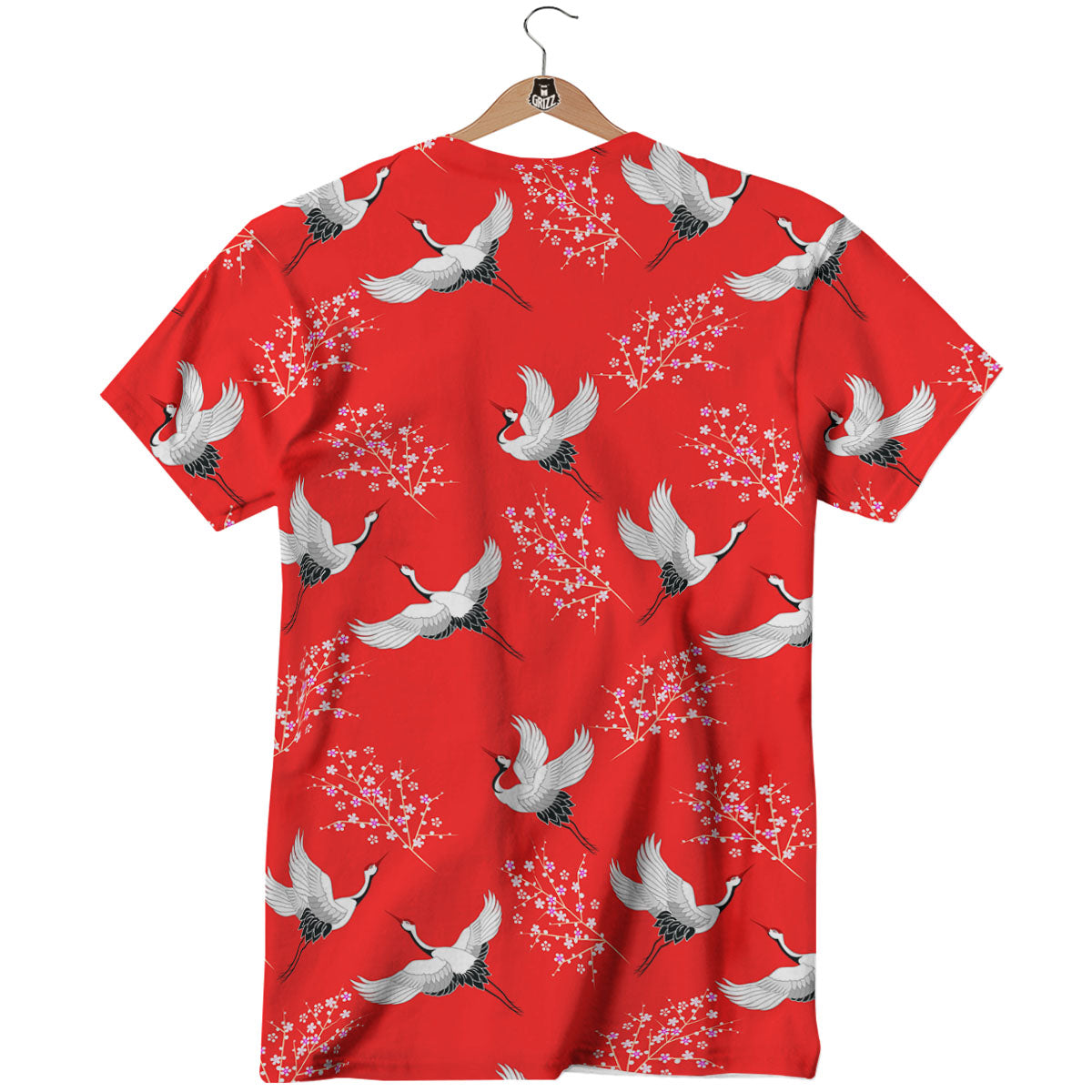 Crane Bird Japanese Print Pattern T-Shirt-grizzshop