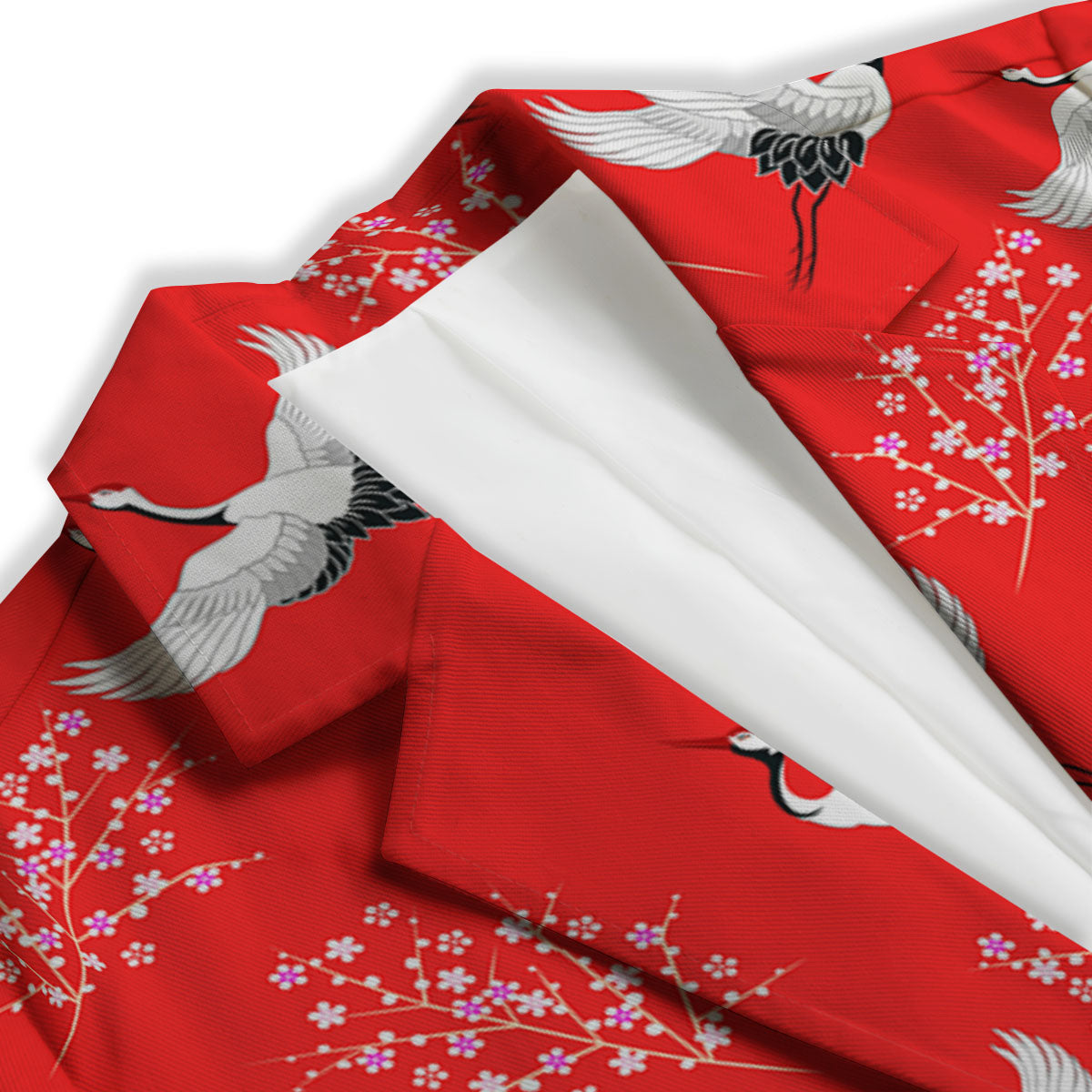 Crane Bird Japanese Print Pattern Women's Blazer-grizzshop