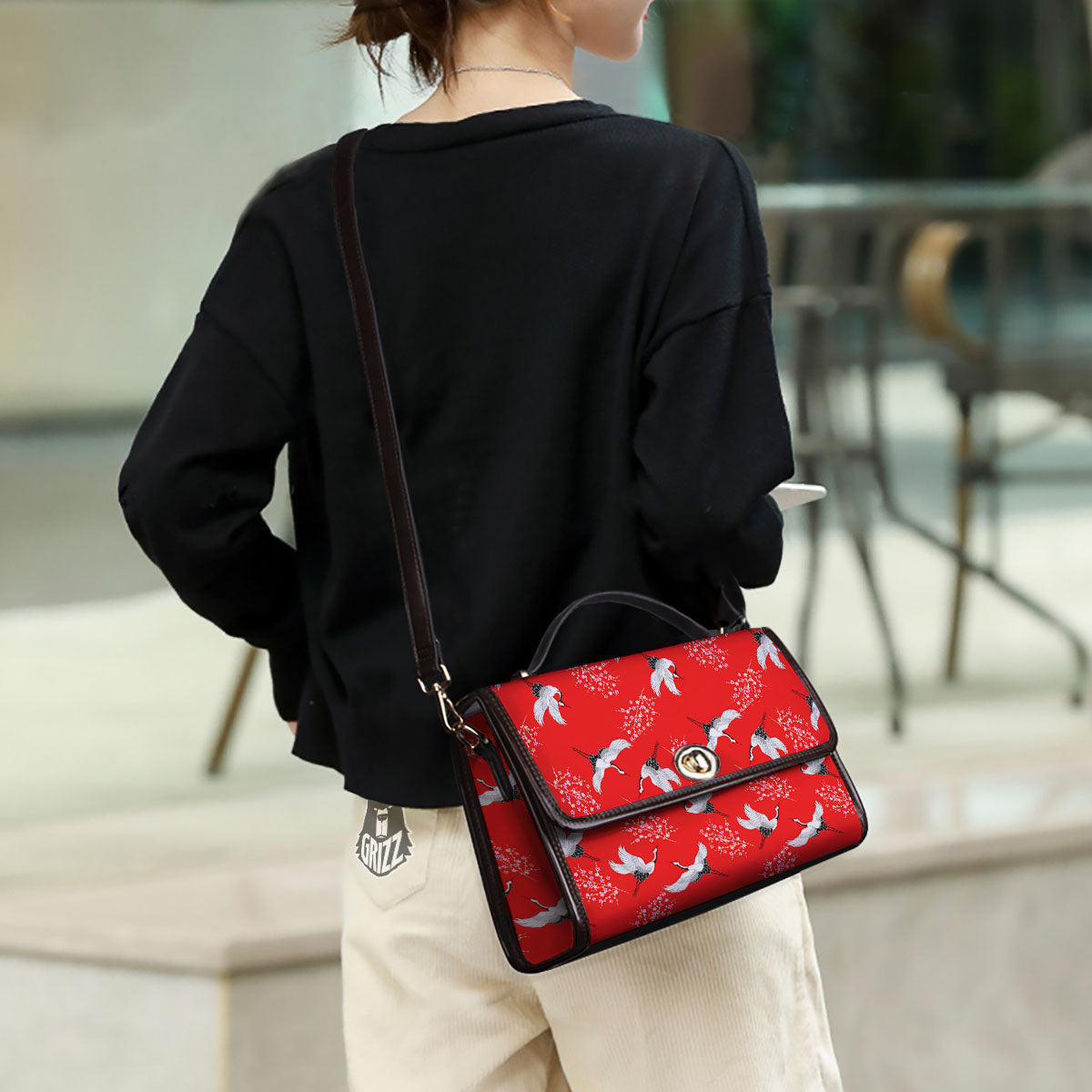 Crane Bird Japanese Print Pattern Women's Satchel Bag