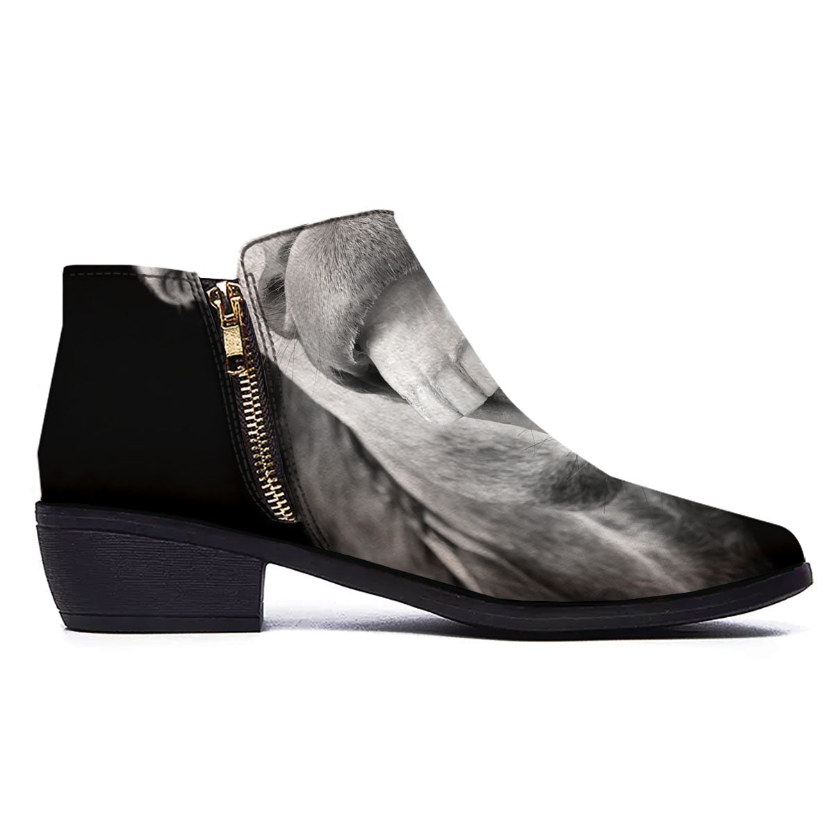 Crazy Donkey White And Black Print Ankle Boots-grizzshop