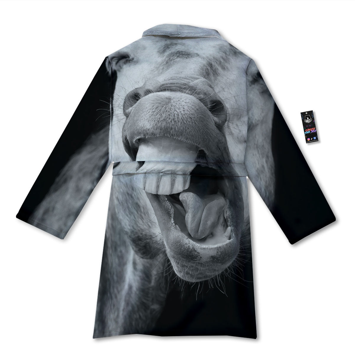 Crazy Donkey White And Black Print Bathrobe-grizzshop