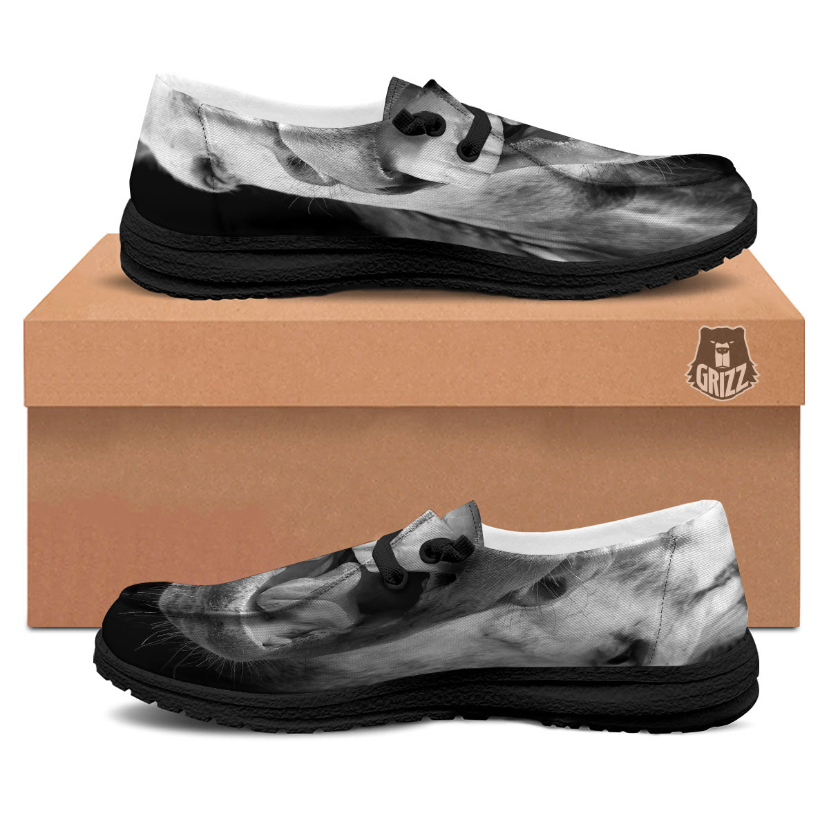 Crazy Donkey White And Black Print Black Loafers-grizzshop