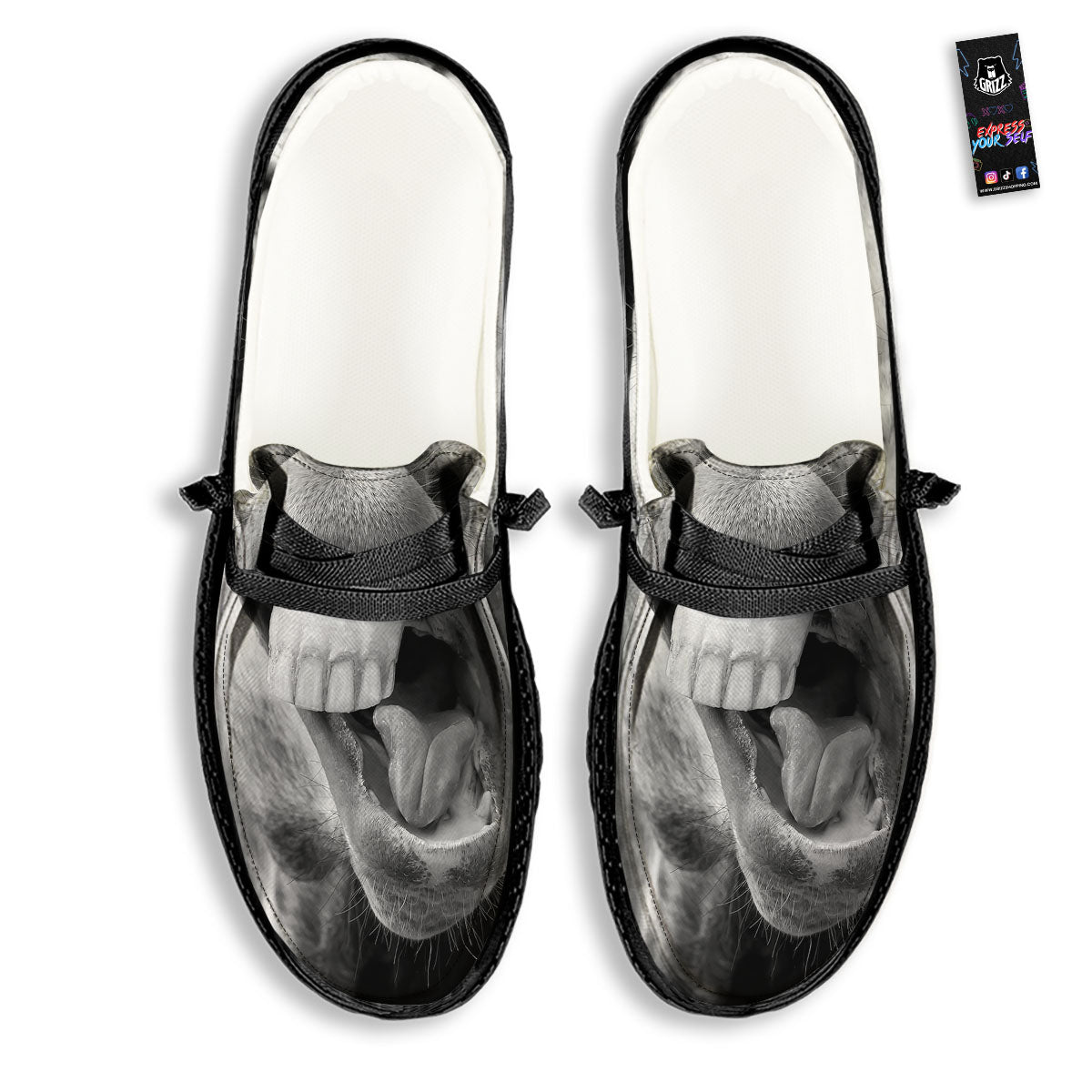 Crazy Donkey White And Black Print Black Loafers-grizzshop