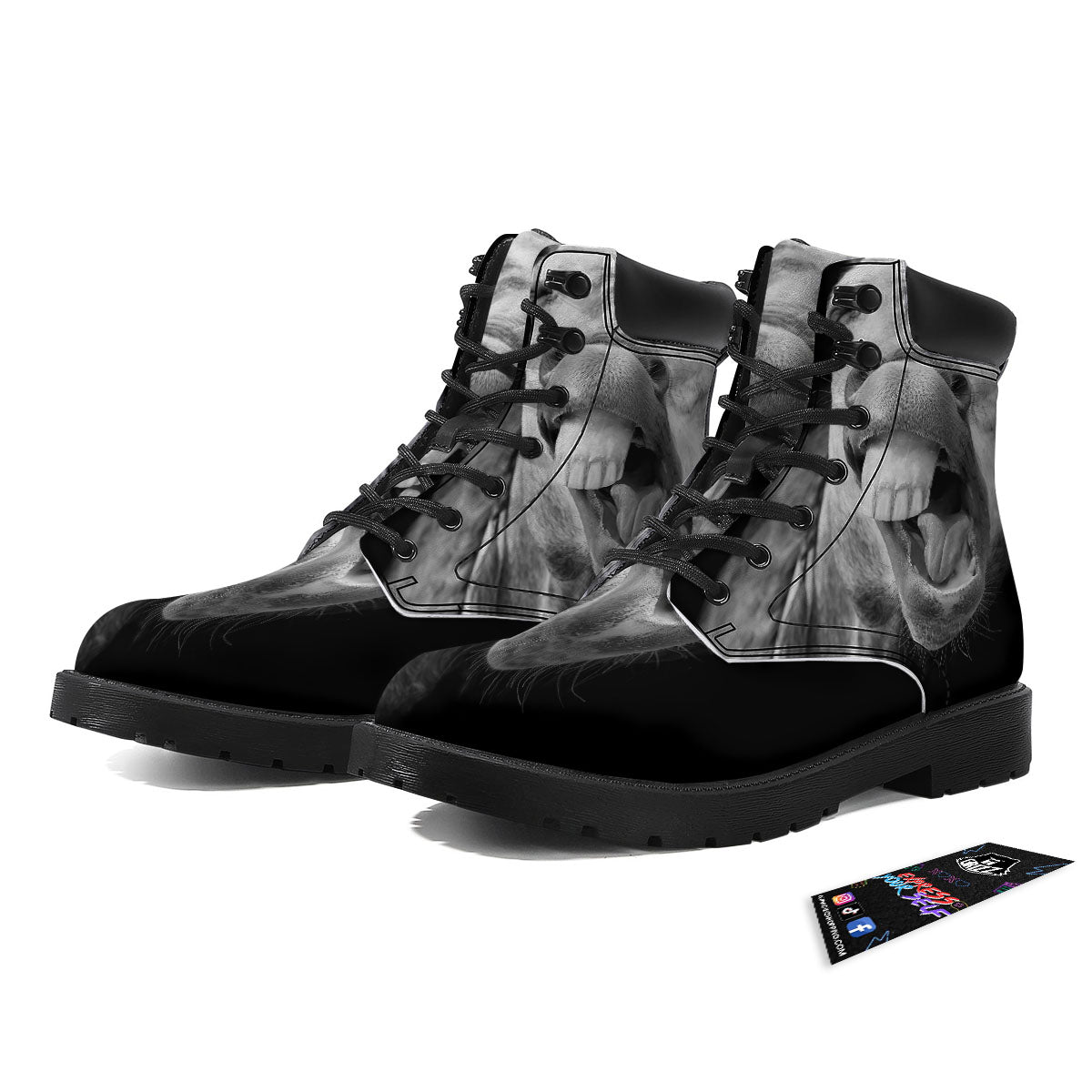 Crazy Donkey White And Black Print Boots-grizzshop