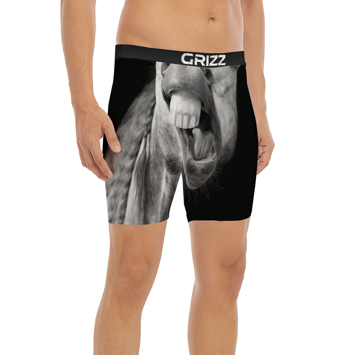 Crazy Donkey White And Black Print Boxer Briefs-grizzshop