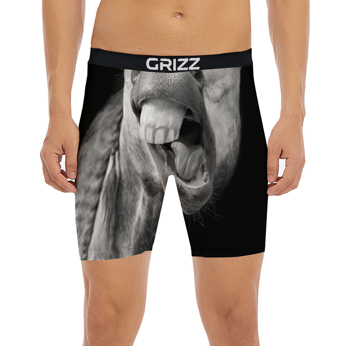 Crazy Donkey White And Black Print Boxer Briefs-grizzshop