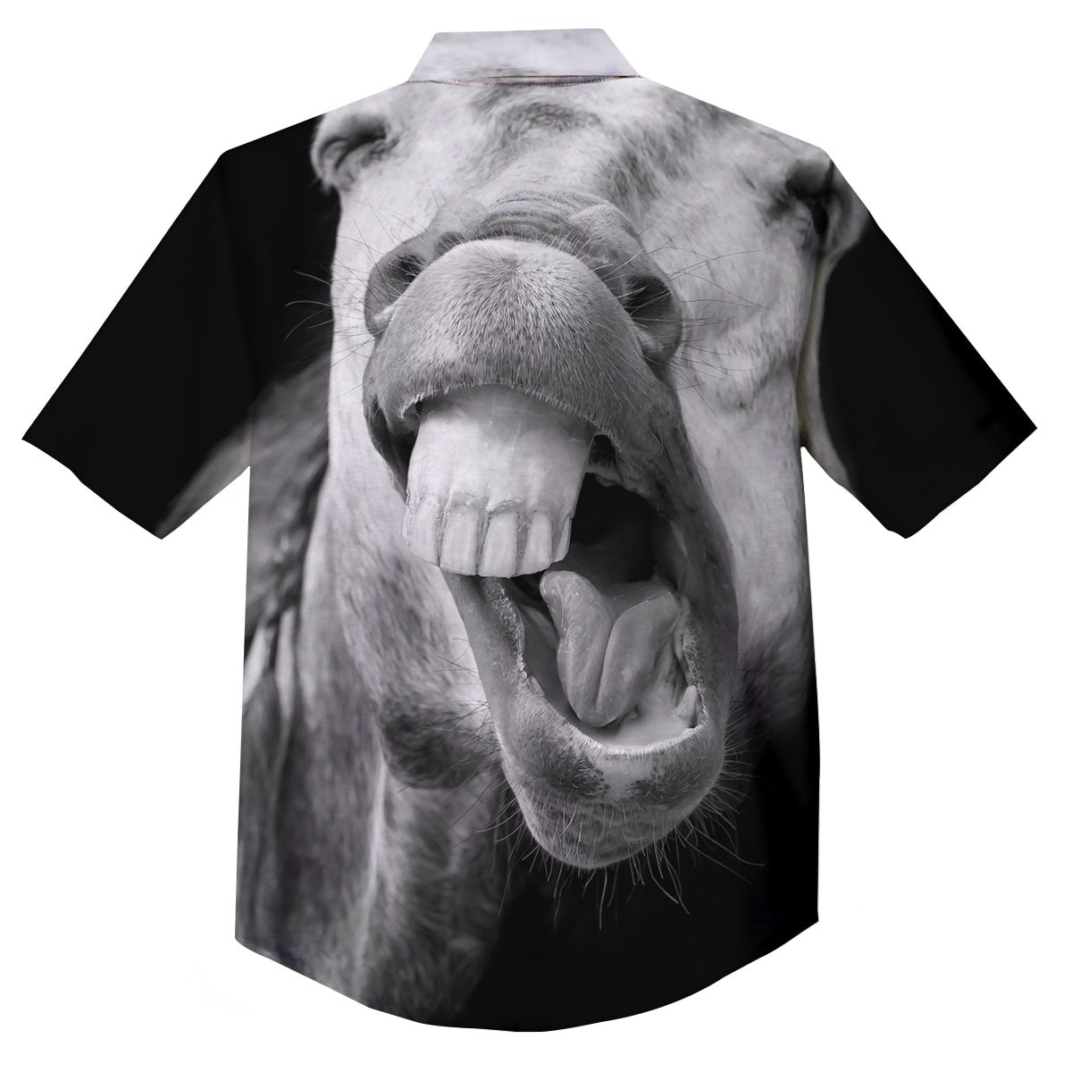 Crazy Donkey White And Black Print Button Up Shirt-grizzshop